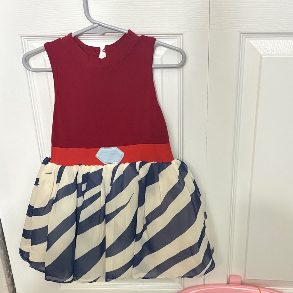 Chic Red and Navy Striped Ahsoka Kids Dress